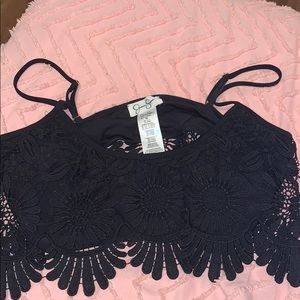 Crochet overlay bikini top